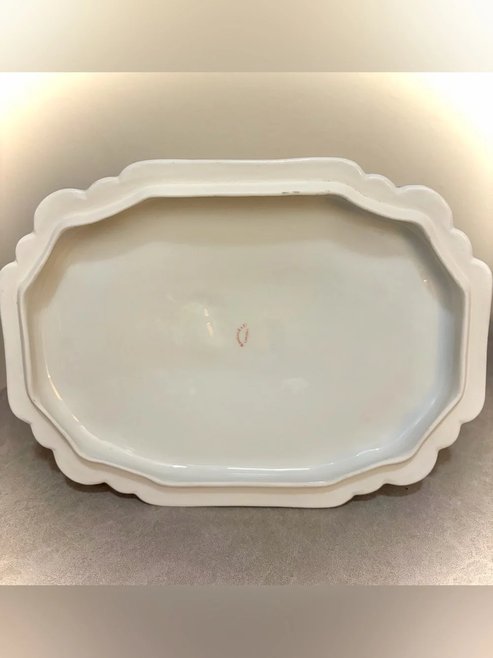 Antique Haviland & Co Limoges White Gold Covered Vegetable Serving Dish W/ Lid